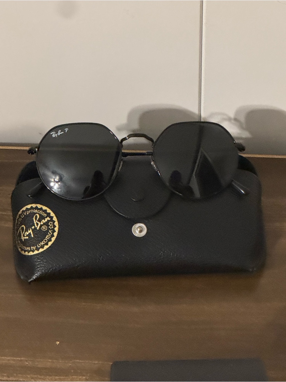 Ray-Ban Men's Black Octagonal Sunglasses with Black Lenses